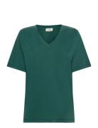 Slcolumbine Loose Fit V-Neck Ss Green Soaked In Luxury