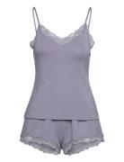 Pj Cami Short Viscose Lace Purple Hunkemöller