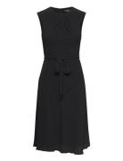 Bubble Crepe Cap-Sleeve Dress Black Lauren Ralph Lauren