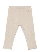 Cotton Ribbed Leggings Beige Mango