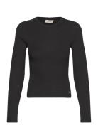 Woven Label Rib Long Sleeve Black Calvin Klein Jeans