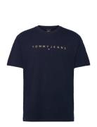 Tjm Reg Gold Linear Logo Tee Ext Navy Tommy Jeans