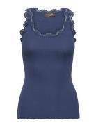 Silk Top W/ Lace Blue Rosemunde