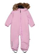 Toddler Padded Jumpsuit With Fur Mint 74 Pink ISBJÖRN Of Sweden