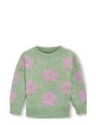 Kmgnaja L/S Flower Pullover Knt Green Kids Only