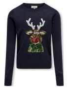 Kogxmas Ls O-Neck Mix Detail Box Knt Navy Kids Only