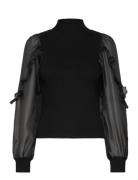 Krista Organza Puff Slv Top Black French Connection