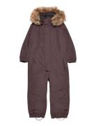 Coverall W. Fake Fur Burgundy Color Kids