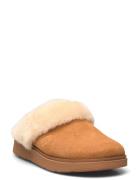 Gen-Ff Shearling-Collar Suede Slippers Beige FitFlop