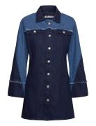 Veden Bicolor Indigo Denim Mini Dress Blue ALOHAS