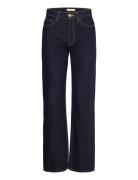 High Waist Straight Jeans Navy Mango