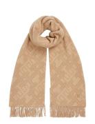 Th Monogram Wool Scarf Beige Tommy Hilfiger