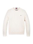 Essential Reg Cable Sweater White Tommy Hilfiger