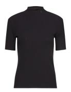 Core Mock Neck Rib T-Shirt Black Scotch & Soda