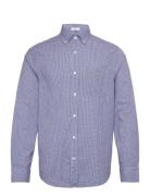 Reg Poplin Micro Gingham Shirt Blue GANT