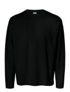 Slhlooseoscar Ls O-Neck Tee Noos Black Selected Homme