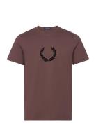 Flocked Laurel W Gra Tee Brown Fred Perry