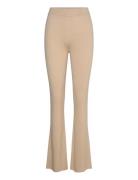 Fine Knit Rib Pants Beige Davida Cashmere