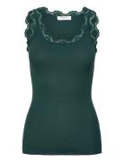 Rwbabette Sl U-Neck Long Lace Top Green Rosemunde