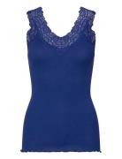 Organic Top W/ Lace Navy Rosemunde