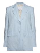 Linen Slit Blazer Blue REMAIN Birger Christensen