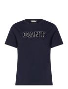 Reg Velour Applique T-Shirt Navy GANT