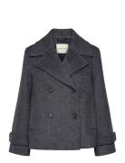 Cropped Herringb Wool Jacket Grey GANT