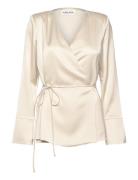 Adina Satin Wrap Blouse Cream Malina