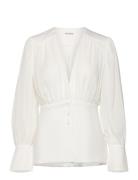 Wilhelmina Wrap Detail Chiffon Blouse White Malina