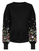 Olmbrooke L/S O-Neck Flower Swt Black Only Maternity