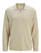 Jprwason Knit Split Neck Styd Aw24 Cream Jack & J S