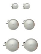 3-Pack Pearl Earrings Silver Monki