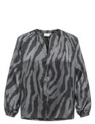 Carzorra L/S O-Neck Split Top Wvn Black ONLY Carmakoma