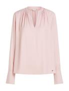 Soft Viscose V-Neck Ls Blouse Pink Tommy Hilfiger