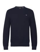 Cotton Micro Textured C-Neck Navy GANT