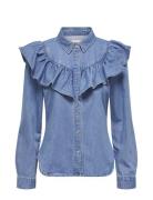 Onlindigo Ls Frill Dnm Shirt Qyt Noos Blue ONLY