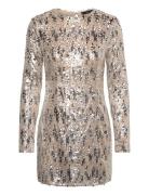 Sequin Shoulder Pads Dress Silver Mango