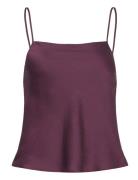 Satin Top With Thin Straps Burgundy Mango