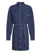 Lyocell Belted Denim Shirt Dress Blue Calvin Klein Jeans