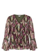 Caraugustina Life V-Neck Ls Blouse Aop Burgundy ONLY Carmakoma