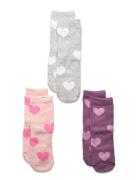 Sock 3 P Sg Hearts Pink Lindex