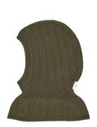 Rib Knitted Balaclava In Merino Wool Green Copenhagen Colors