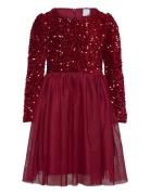 Dress L S Sequins Velvet Top A Red Lindex