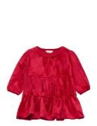 Velour Tiered Dress Red GANT