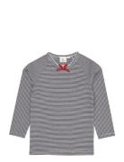 Striped Ls Tee W. Bow Navy Copenhagen Colors