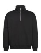 Relaxed Heavy Half Zip Sweater Black Weekday