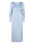 Satin Midi Wrap Dress Blue ROTATE Birger Christensen