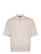 Tyler Quarter Zip Knit Polo Beige J. Lindeberg