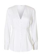 Slfnaja Ls Fitted Butt D Shirt White Selected Femme