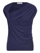 Dante6-Vicente Twist Detail Jersey Top Navy Dante6